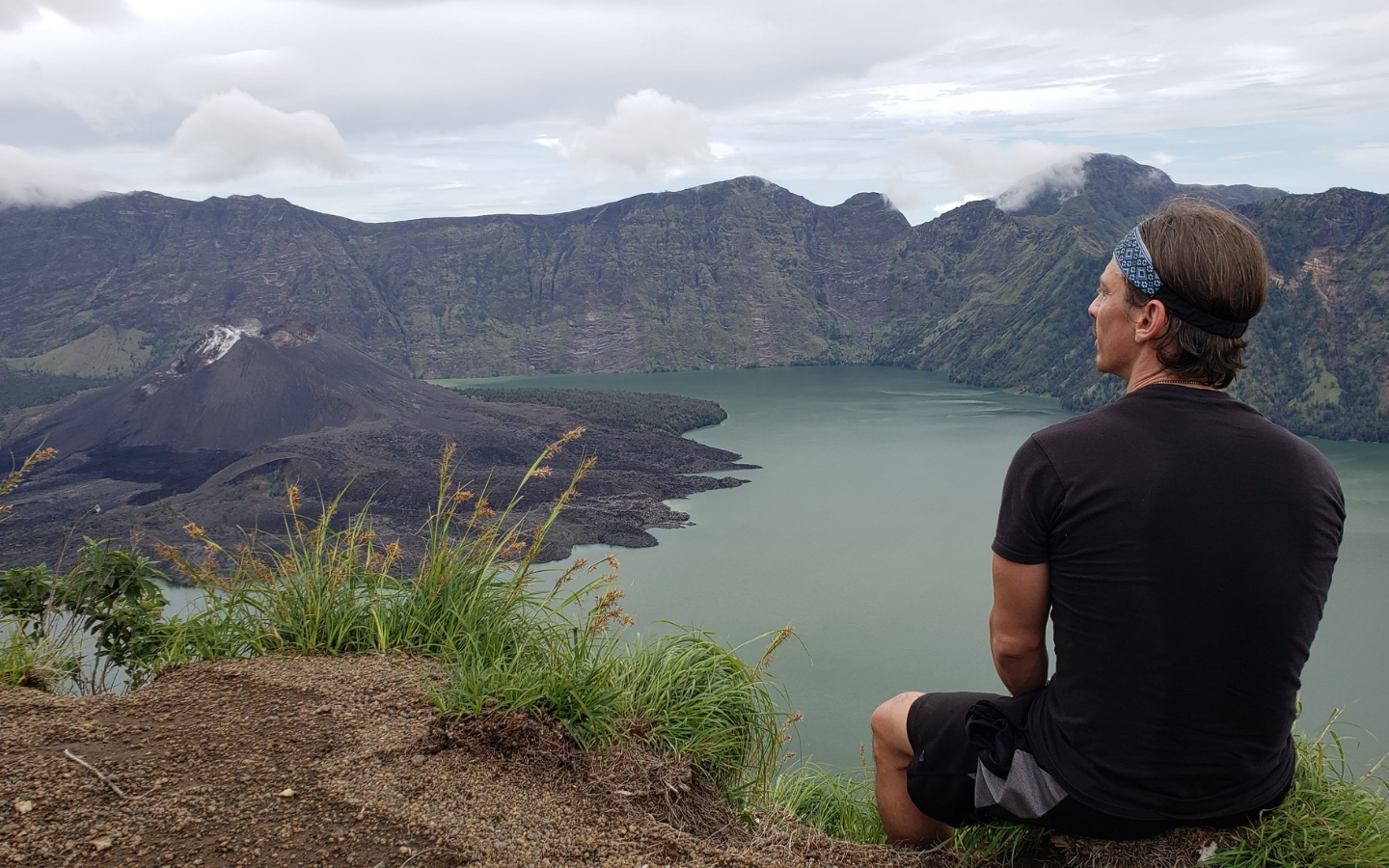 Mount Rinjani is an active volcano in Indonesia on the island of Lombok.